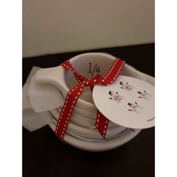 Rae Dunn Artisan Collection By Magenta Measuring Cups Set Of 4 Snowman Design - Picture 1 of 7